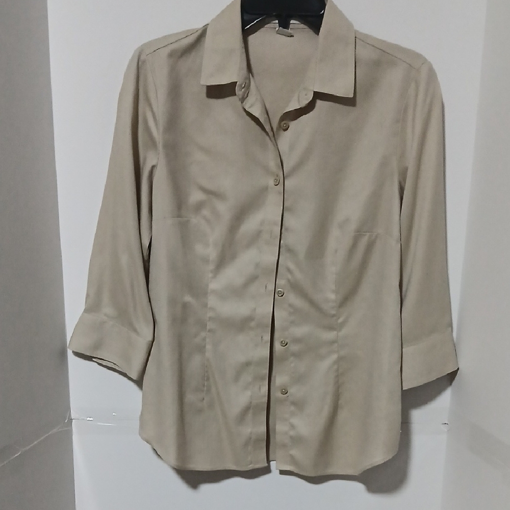 Coldwater Creek Tan Button-Down Shirt